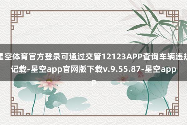 星空体育官方登录可通过交管12123APP查询车辆违规记载-星空app官网版下载v.9.55.87-星空app